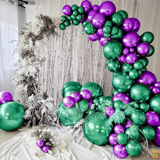 Deals, Discounts & Offers on  - Just Party 25Pcs Purple & 25Pcs Green Metallic Chrome Balloons with Shiny Surface For Birthdays/Anniversary/Engagement/Baby Shower/bachelorette Party Decorations (Pack of 50)