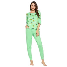 Deals, Discounts & Offers on Women - [Size S] Clovia Women's Cotton Cactus Print Top & Chic Basic Pyjama Set in Green