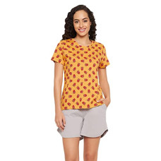 Deals, Discounts & Offers on Women - [Size M] Clovia Women's Cotton Emoji Print Top & Solid Shorts Set