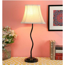 Deals, Discounts & Offers on  - tu casa Ntu-29 Off White Cotton Shade Table lamp with Metal Base by tu casa Holder Type b-22 (Bulb not Included)