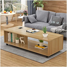 Deals, Discounts & Offers on Vegetables & Fruits - Lukzer Engineered Wooden Center Table with Wheels Open Storage Desk (CT-003/Light Oak) DIY (Do It Yourself) (80 x 40 x 30Cm)