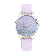 Deals, Discounts & Offers on Women - Titan Women Leather Analog Watch -Nr2670Sl02, Band Color-Brown,Dial Color-Grey