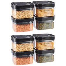 Deals, Discounts & Offers on  - Floraware Food Safe Plastic Multiuse Square Lock & Lock Airtight Container,Multipurpose Jar, Grocery Container, BPA Free, 450 ML (Black, 2)