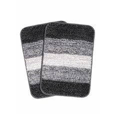 Deals, Discounts & Offers on  - Status Contract Microfiber Striped Anti Skid Latex Back Side Set of 2 Bathmats (Black, 35X50 Cm)