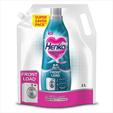 Deals, Discounts & Offers on  - Henko Matic Front Load Liquid Detergent - 2L Refill Pouch with Nano Fiber Lock Technology, 99.9% Germ Protection, Bio Stain Power & Ultra Color Care which maintains the Newness, Color & Shine