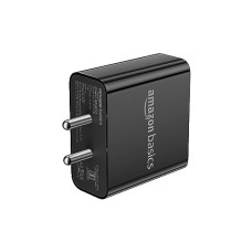 Deals, Discounts & Offers on Mobile Accessories - Amazon Basics 65W Compact Wall Charger, Dual Port Pd Qc3.0 with USB-C and USB-A Charging Adapter,