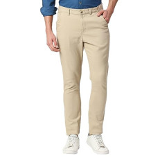 Deals, Discounts & Offers on Men - Thomas Scott Men's Solid Regular Fit Trouser Fawn