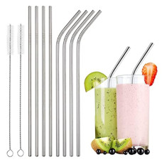 Deals, Discounts & Offers on  - [Pack of 10] Decorcrafts Stainless Steel Straws for Drinking with Brushes Pack of 10Pieces (4 Bent + 4 Straight + 2 Brushes)Long Steel Straws for Drinking Juice & Drinks