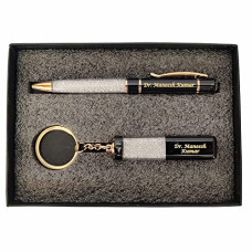 Deals, Discounts & Offers on  - MOXTER Personalized Name Engraved Metal Ball Pen&Key Chin Gift Set For Gifting With Box,Name Printed On Body Pack Of 1,Blue