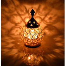 Deals, Discounts & Offers on  - Collectible India Akhand Diya Diyas Decorative Brass Crystal Oil Lamp, Diwali Decoration Item - Lantern Oval Shape Diwali Gifts Home Decor Puja Lamp Tea Light Holder