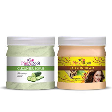 Deals, Discounts & Offers on Beauty Care - Pink Root Cucumber Scrub 500gm with Saffron Cream 500gm
