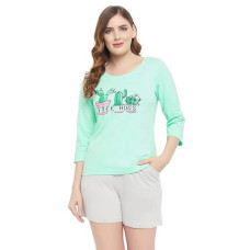Deals, Discounts & Offers on Women - Clovia Women's Cotton Cactus Print Top & Chic Basic Shorts