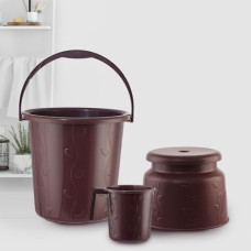 Deals, Discounts & Offers on  - Cello Petal Bathroom Set | Sturdy and Durable | Lightweight and Rigid | Easy to Clean and Attractive Design | Small Set of 3, Dark Brown