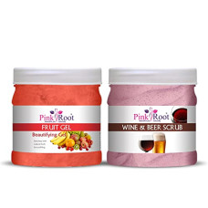 Deals, Discounts & Offers on Beauty Care - Pink Root Fruit Gel 500gm with Wine & Beer Scrub 500gm