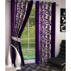 Deals, Discounts & Offers on  - Optimistic Home Furnishing Purple Polyester Kolaveri Window Curtains Pack Of 2