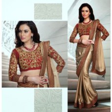 Deals, Discounts & Offers on Women Clothing - Fashion founder Georgette silk Gold Coin Saree