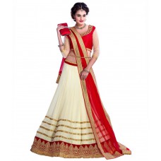 Deals, Discounts & Offers on Women Clothing - Khushali Collection Beige Net Lehenga