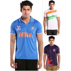 Deals, Discounts & Offers on Men Clothing - ICC World T20 Pack of 3 Cricket T-Shirts