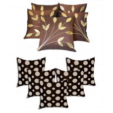 Deals, Discounts & Offers on Home Decor & Festive Needs - Dekor World Brown Contemporary Polyester 5 Cushion Covers