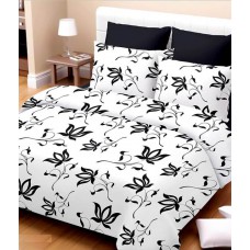 Deals, Discounts & Offers on Home Appliances - Rr Textile House White Floral Cotton Double Bedsheet With 2 Pillow Cover