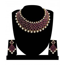 Deals, Discounts & Offers on Women - Zaveri Pearls Pink Alloy Designer Necklace Set