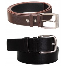 Deals, Discounts & Offers on Men - Elligator Combo Of Black & Brown Leather Casual Belt For Men - Set Of 2
