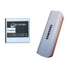 Deals, Discounts & Offers on Mobile Accessories - Snaptic Battery For Micromax Canvas 2.2 A114 With Samsung 2600mah Powerbank