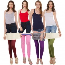 Deals, Discounts & Offers on Women Clothing - Amoya Pack Of 4 Cotton Leggings+ 4 Racer Back Tank Top