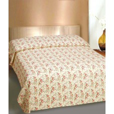 Deals, Discounts & Offers on Home Appliances - Curl Up Beige and Red Floral Cotton Single Bed Sheet