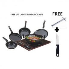 Deals, Discounts & Offers on Home & Kitchen - 5pcs HARD COAT INDUCTION COOKWARE SET WITH LIGHTER AND KNIFE FREE