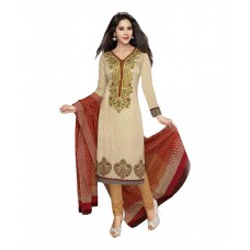 Deals, Discounts & Offers on Women Clothing - Sonal Dresses Beige Cotton Straight Unstitched Dress Material