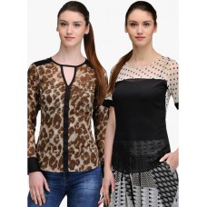 Deals, Discounts & Offers on Women Clothing - Pack Of 2 Multicoloured Printed Blouses