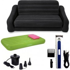 Deals, Discounts & Offers on Furniture - Intex Inflatable sofa cum bed with 1 Kids Air Bed,1 trimmer and Air Pump PVC 4 Seater Inflatable Sofa