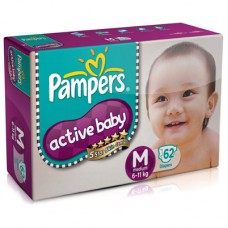 Deals, Discounts & Offers on Baby Care - Pampers Active Baby Regular Diaper 62 Pcs - Pack Of 2