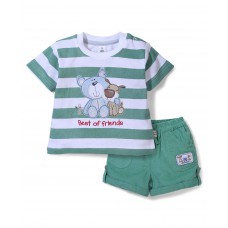 Deals, Discounts & Offers on Baby & Kids - ToffyHouse Half Sleeves T-Shirt And Shorts Bear Embroidery 