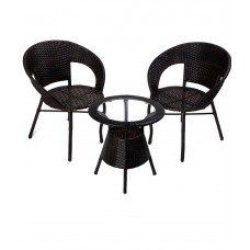 Deals, Discounts & Offers on Furniture - Aura Lamborg Mocha Brown Wicker Chairs And Table 2 