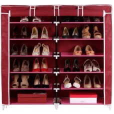 Deals, Discounts & Offers on Furniture - Pindia Fancy 6 Layer Double Maroon Shoe Rack Organizer Polyester Standard Shoe Rack