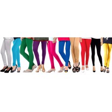 Deals, Discounts & Offers on Women Clothing - Aashish Fabrics Multicolor Cotton Lycra Leggings - Set of 10