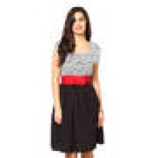 Deals, Discounts & Offers on Women Clothing - Eavan White Black Red Dress offer