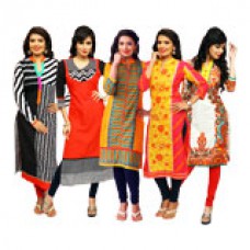 Deals, Discounts & Offers on Women Clothing - Colours Rajasthan PO5 Cotton Printed Kurta offer