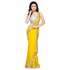 Deals, Discounts & Offers on Women Clothing - Fashion Designer Sarees Yellow Faux Georgette Saree