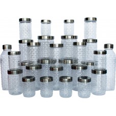 Princeware Iris Plastic Pet Jar Combo Set with Steel Lid, 28-Pieces Princeware Iris Plastic Pet Jar Combo Set with Steel Lid, 28-Pieces