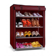 Deals, Discounts & Offers on Furniture - Pindia Collapsible 4 Layer Shoe Rack in Maroon