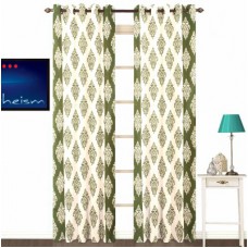Deals, Discounts & Offers on Home Decor & Festive Needs - Fabutex Polyester Green Motif Eyelet Door Curtain