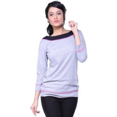 Deals, Discounts & Offers on Women Clothing - Veakupia Casual 3/4 Sleeve Solid Women's Grey Top