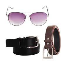 Deals, Discounts & Offers on Accessories - Elligator Brown and Black Belt for Men with Sunglasses
