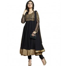 Deals, Discounts & Offers on Women Clothing - Adah Fashions Black Georgette Unstitched Dress Material