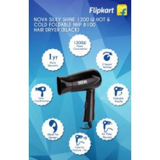 Deals, Discounts & Offers on Accessories - Nova Silky Shine 1200 W Hot And Cold Foldable NHP 8100/05 Hair Dryer  (Black, Blue)
