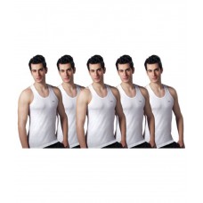 Deals, Discounts & Offers on Men Clothing - Lux Pack of 5 White Vest