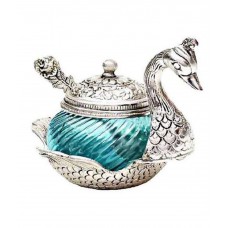 Deals, Discounts & Offers on Home & Kitchen - Sajawat Bazaar Silver Handcrafted Turquoise Aluminium Duck Bowl With Spoon